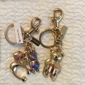 Coach Keychain Bag Charm Holiday Bear or Oil Slick Bear with Signature C